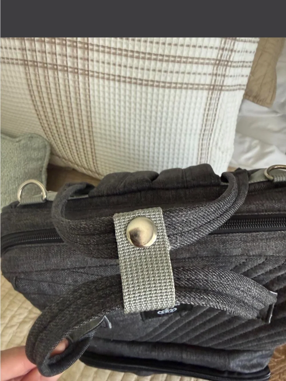LeQueen Gray Quilted Diaper Bag Backpack Baby Travel Organizer